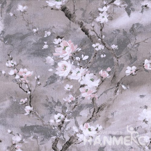 HANMERO New Chinese Style  0.53*10M/Roll Purple PVC Embossed Floral Wallpaper For Interior
