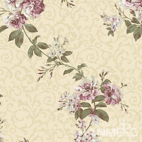 HANMERO New Rustic  0.53*10M/Roll Yellow PVC Embossed Floral Wallpaper For Interior