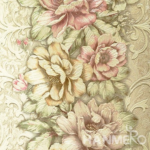 HANMERO Brand New Italian Design Classic PVC Embossed Yellow Floral Home Wallpaper