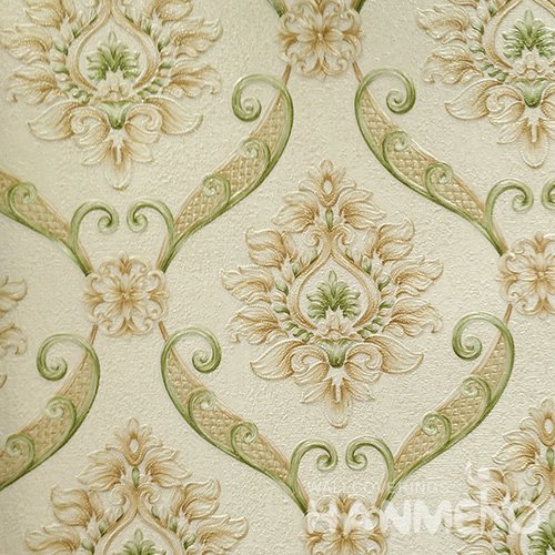 HANMERO Brand New Italian Design European PVC Embossed Green Floral Home Wallpaper