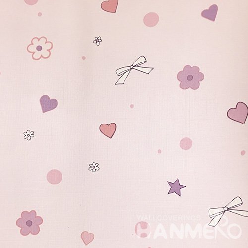 HANMERO Italian Design Kids 1.06*15.6M/Roll Korean Carton PVC Pink Wallpaper