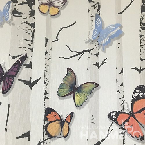 HANMERO Italian Design Modern 1.06*15.6M/Roll Korean Butterfly PVC Multicolor Wallpaper
