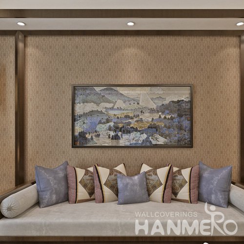 HANMERO Embossed Modern Geometric Brown PVC Wallpaper For Home Interior Decoration
