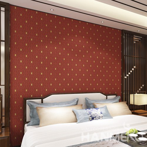 HANMERO Embossed Modern Geometric Red PVC Wallpaper For Home Interior Decoration