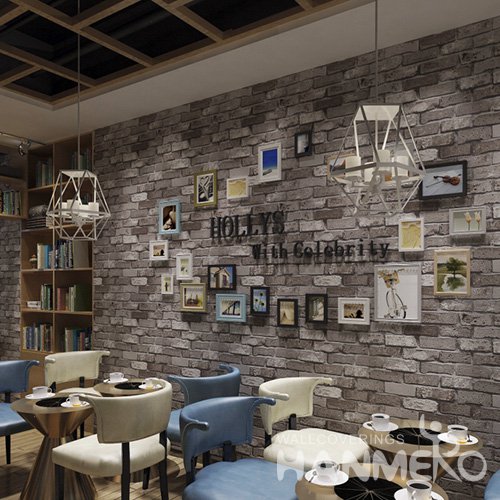 HANMERO Embossed Modern Grey Brick PVC Wallpaper For Home Interior Decoration