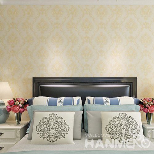 HANMERO Embossed European Floral Yellow PVC Wallpaper For Home Interior Decoration