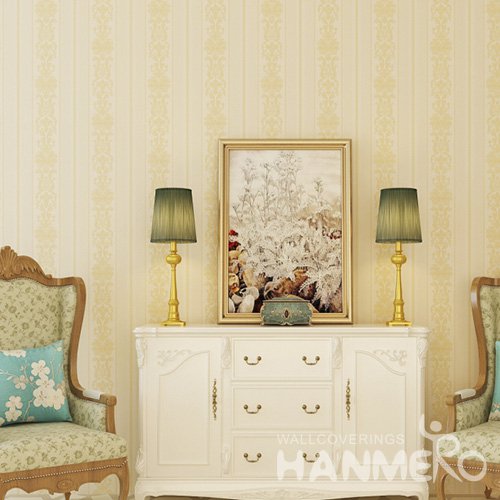 HANMERO Embossed European Floral Yellow PVC Wallpaper For Home Interior Decoration