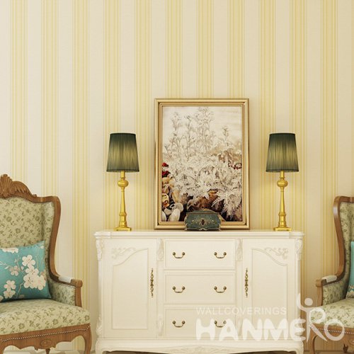 HANMERO Embossed Modern Stripes Yellow PVC Wallpaper For Home Interior Decoration