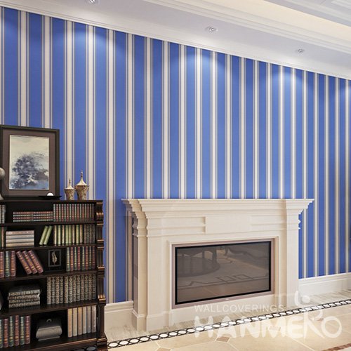 HANMERO Embossed Modern Stripes Blue PVC Wallpaper For Home Interior Decoration