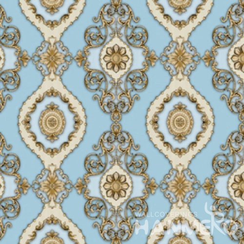 HANMERO Blue Floral Interior Home PVC 1.06M European Wallpaper Made In China